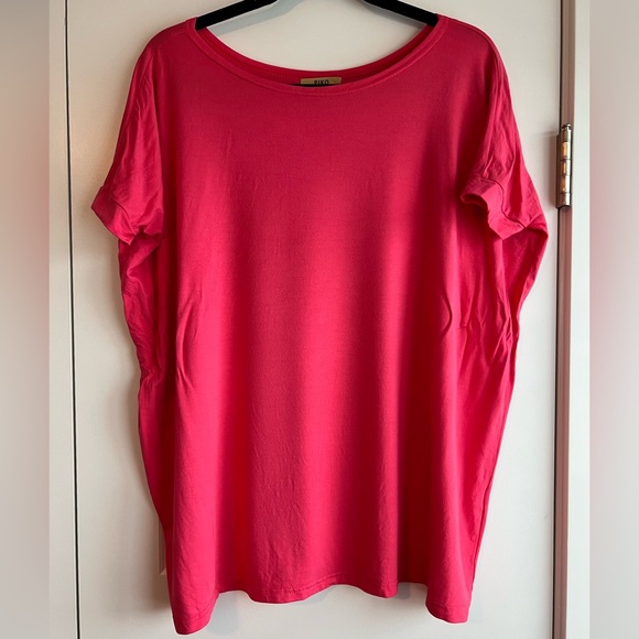 Hot Pink Short Sleeve Piko Top - Picture 1 of 8